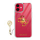 Guess Coque pour iPhone 11 Bi-matière 4G Charms  Transparent Logo doré Coque de protection signée Guess série 4G Charms, pour Apple iPhone 11