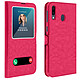 Avizar Etui Samsung Galaxy M20 Housse Folio Double Fenêtre Fonction Support rose Pochette de protection spécialement conçue pour le Samsung Galaxy M20