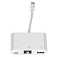 Avizar Adaptateur Lightning vers Ethernet / USB-A / USB-C Compact Plug and Play Blanc Adaptateur Hub Lightning 3 en 1 pour développer votre appareil avec plus de fonctions