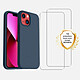 Evetane Coque iPhone 13 Mini Silicone liquide Bleu Marine + 2 Vitres en Verre trempé Protection écran Antichocs Coque iPhone 13 Mini Silicone liquide Bleu Marine + 2 Vitres en Verre trempé Protection écran Antichocs