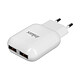 Inkax Chargeur secteur 2x ports USB 2.1A + 1.0A Recharge Rapide  Blanc - Chargeur secteur Inkax.