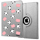 Evetane Etui iPad 2/3/4 rigide argent Tête de Panda Etui iPad 2/3/4 rigide argent Tête de Panda Ecriture Tendance et Design