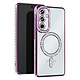 Avizar Coque Diamant pour Samsung Galaxy A55 MagSafe Contour Strass Violet Dos transparent laissant parfaitement visible la couleur d'origine de votre iPhone pour un look unique