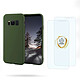 Evetane Coque Samsung Galaxy S8 Vert Foret Silicone liquide + 2 Vitres en Verre trempé Protection écran Antichocs Coque Samsung Galaxy S8 Vert Foret Silicone liquide + 2 Vitres en Verre trempé Protection écran Antichocs