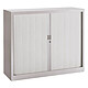 VINCO Armoire Monoclass120 H.100x L.120xP.43 cm 4 Tablettes Gris clair Armoire de bureau à rideau