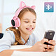 Avis Casque Audio Bluetooth Design Oreilles Chat Animation lumineuse 12h - rose