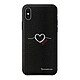 LaCoqueFrançaise Coque iPhone X/Xs effet cuir grainé noir Coeur Blanc Amour Design Coque iPhone X/Xs effet cuir grainé noir Coeur Blanc Amour Design