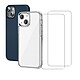 Acheter Evetane Lot de 2 Coques iPhone 13 transparente Motif et Bleue Antichoc Silicone + 2 Vitres en verre trempé Protection écran