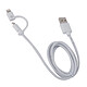 Muvit Câble 2 en 1 Lightning et Micro-USB Spring Cable Charge et Synchronisation 1m Blanc Permet de recharger votre appareil et/ou de synchroniser ses données avec votre ordinateur ou tablette