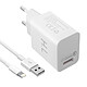 Avizar Chargeur secteur USB 3A Qualcomm Quick Charge Câble Compatible iPhone iPad Blanc - Chargeur secteur compatible avec tous les smartphones et toutes les tablettes équipés d'un port lightning