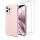 Acheter Evetane Coque iPhone 12/12 Pro Silicone liquide Rose + 2 Vitres en Verre trempé Protection écran Antichocs