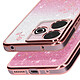 Avizar Coque Silicone pour Xiaomi Redmi 13 Motif Fleurs Pailletées et Strass Rose Champagne pas cher