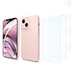 Acheter Evetane Coque iPhone 13 Silicone liquide Rose + 2 Vitres en Verre trempé Protection écran Antichocs