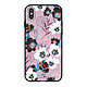 LaCoqueFrançaise Coque iPhone X/Xs Silicone Liquide Douce noir Fleurs parme Coque iPhone X/Xs Silicone Liquide Douce noir Fleurs parme