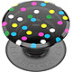 PopSockets Pop Grip pour Smartphones Premium au Design Points Disco Noir transparent Dessus orné de points disco multicolore sur fond noir translucide