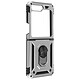 Avizar Coque pour Samsung Galaxy Z Flip 5 Antichoc Hybride Bague Support Magnétique  Argent Coque bi-matière argent de la série ArmoRing, spécifiquement conçue pour Samsung Galaxy Z Flip 5