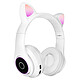 Casque Audio Bluetooth 5.0 Design Oreilles Microphone Intégré de Chat blanc - Casque audio compatible avec tous les appareils dotés de la fonction Bluetooth ou d'une entrée auxiliaire.