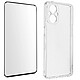 Avizar Coque pour Oppo Reno 8 Lite 5G Silicone Souple et Film Verre Trempé 9H  transparent contour noir Pack de protection intégrale 360° spécialement conçu pour Oppo Reno8 Lite 5G