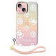 Guess Coque pour iPhone 15 Bords Surélevés et Dragonne Intégrée Multicolore Coque élégante, au design orientale Peony de la marque Guess pour protéger votre iPhone 15