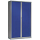 VINCO Armoire Monobloc FUN H198xL120xP43 cm 4 Tablettes Alu Rideaux Bleu Armoire de bureau à rideau