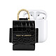 IDEAL OF SWEDEN Mini Sac pour AirPods 1 / 2 Modèle Flo Texturé Croco avec Mousqueton Noir Conçu pour s'adapter parfaitement les AirPods 1 / 2 tout en offrant une protection optimale