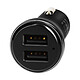 Avizar Chargeur Voiture Allume-cigare 2 port USB 2400mA avec LED indicatrice de charge Se branche simplement sur l'allume-cigare de votre voiture.