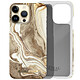 iDeal of Sweden Coque pour iPhone 14 Pro Max Marbré Luxe Ultra fine Golden Sand Marble Beige Design marbré avec des nuances dorées et beige, accentué par une plaque dorée "IDEAL OF SWEDEN"