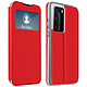 Avizar Housse Huawei P40 Pro Fenêtre d'Affichage Porte-carte Support Vidéo rouge Étui de protection spécialement conçu pour le Huawei P40 Pro.