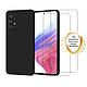 Evetane Coque Samsung Galaxy A53 Silicone liquide Noire + 2 Vitres en Verre trempe Protection ecran Antichocs Coque Samsung Galaxy A53 Silicone liquide Noire + 2 Vitres en Verre trempe Protection ecran Antichocs