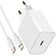 Mayaxess Chargeur iPhone Ultra Rapide 20W Câble USB-C vers Lightning Blanc Recharge rapide : Capacité de 20W pour une charge rapide et efficace de vos appareils Apple.