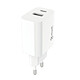 Muvit Chargeur Secteur Double Connecteur USB-C 20W - USB-A 18W Recyclé Blanc - Une charge ultra-rapide de vos appareils grâce à la technologies power delivery 20W et quick charge 3.0 18W