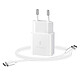 Samsung Chargeur Secteur USB-C Power Delivery 15W et Câble USB-C Original  Blanc Chargeur secteur USB-C + câble USB-C vers USB-C Original Samsung EP-T1510XB