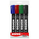 KORES Etui Lot de 4 Marqueurs permanetns 'K MARKER' Pointe biseautée Assortis Marqueur permanent