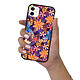 LaCoqueFrançaise Coque iPhone 12 Mini Silicone Liquide Douce Fleurs violettes et oranges pas cher