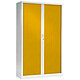 VINCO Armoire Monobloc FUN H198xL120xP43 cm 4 Tablettes Blanc Rideaux Jaune Armoire de bureau à rideau