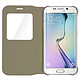 Avizar Housse Galaxy S6 Edge Etui Portefeuille Fenêtre d'Affichage Coque rigide - Or pas cher