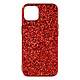 Avizar Coque iPhone 13 Mini Design Paillettes Rigide Bord Souple Finition Relief Rouge - Coque spécialement conçue pour votre iPhone 13 Mini