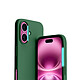 Evetane Coque iPhone 16 Silicone liquide Vert Foret + 2 Vitres en Verre trempe Protection ecran Antichocs pas cher