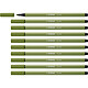 STABILO Stylo feutre Pen 68, vert mousse x 10 Crayon feutre