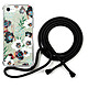 LaCoqueFrançaise Coque cordon iPhone 7/8/ iPhone SE 2020 noir Dessin Fleurs vert d'eau Coque cordon iPhone 7/8/ iPhone SE 2020 noir Dessin Fleurs vert d'eau