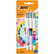 BIC Blister 3 Stylos 4 COLOURS®DECOR Pointe Moyenne - 4 couleurs Classiques Stylo à bille