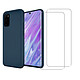 Acheter Evetane Coque Samsung Galaxy S20 Silicone liquide Bleu Marine + 2 Vitres en Verre trempé Protection écran Antichocs