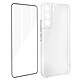 Avizar Coque Samsung Galaxy S22 Plus Silicone Souple Film Verre Trempé 9H Transparent Pack intégral 360° spécialement conçu pour Samsung Galaxy S22 Plus