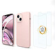 Evetane Coque iPhone 13 Silicone liquide Rose + 2 Vitres en Verre trempé Protection écran Antichocs Coque iPhone 13 Silicone liquide Rose + 2 Vitres en Verre trempé Protection écran Antichocs