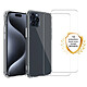 Evetane Coque iPhone 15 Pro Max Antichoc Silicone bords renforcés + 2 Vitres en verre trempé Protection écran Coque iPhone 15 Pro Max Antichoc Silicone bords renforcés + 2 Vitres en verre trempé Protection écran