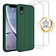 Evetane Coque iPhone XR Silicone liquide Vert Foret + 2 Vitres en Verre trempé Protection écran Antichocs Coque iPhone XR Silicone liquide Vert Foret + 2 Vitres en Verre trempé Protection écran Antichocs