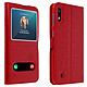 Avizar Housse Samsung Galaxy A10 Protection Double Fenêtre Fonction Stand Rouge Pochette de protection spécialement conçue pour le Samsung Galaxy A10