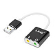 LinQ Carte Son Externe USB Adaptateur Double Jack 3.5mm Micro et Casque Blanc / Noir - Adaptateur carte son externe remplaçant le port audio Jack 3.5mm endommagé de vos appareils