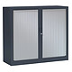 VINCO Armoire Monobloc H100xL120xP43 cm 2 Tablettes Anthracite Rideaux Alu Armoire de bureau à rideau