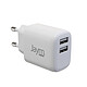 Jaym Chargeur Secteur Rapide Double USB-A 12W 2,4A Blanc La mise en place de deux ports USB vous permettant de recharger deux appareils en même temps